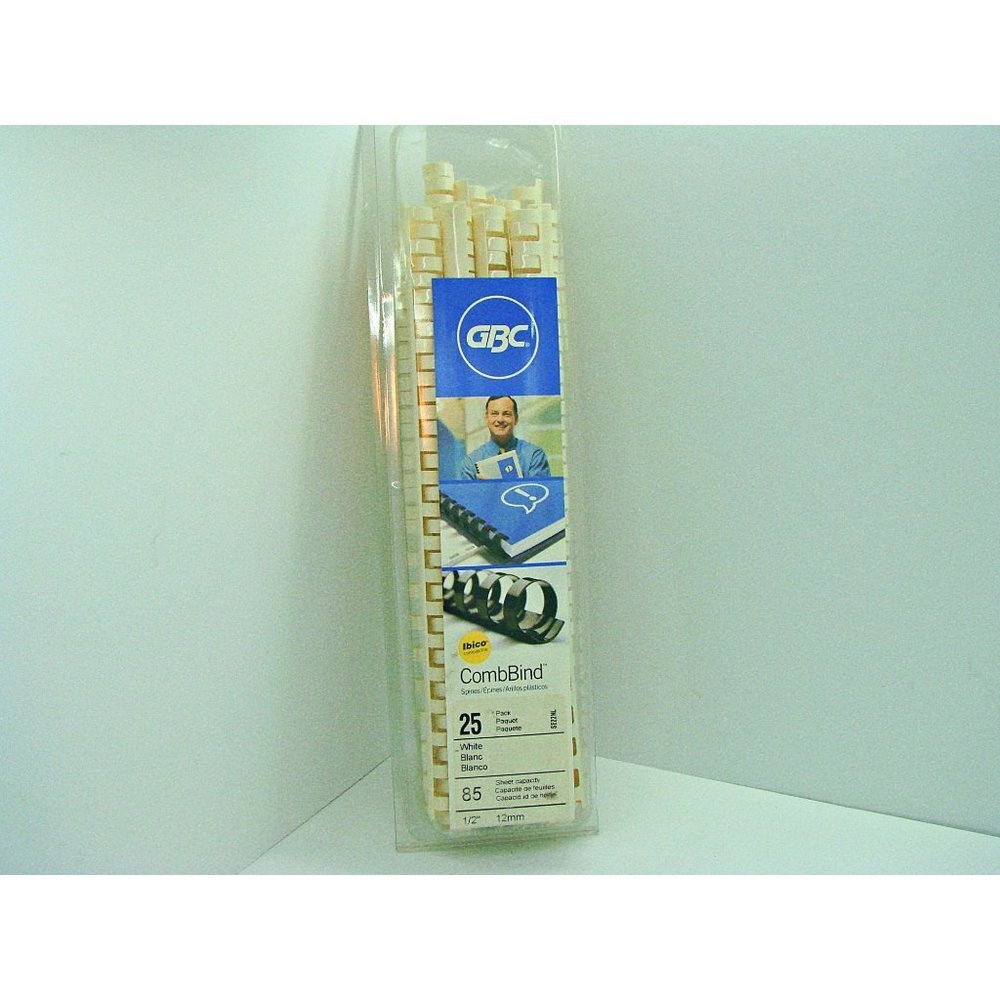 GBC CombBind Binding Spines 1/2" Spine White 85 Sheet Capacity 25 Pack NIB